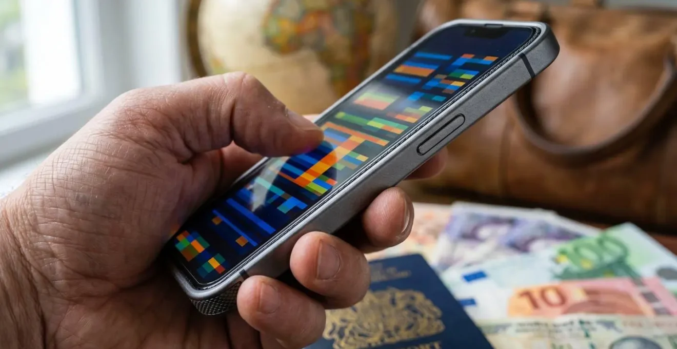 Interface d'application bancaire montrant des cagnottes d'épargne voyage en différentes devises
